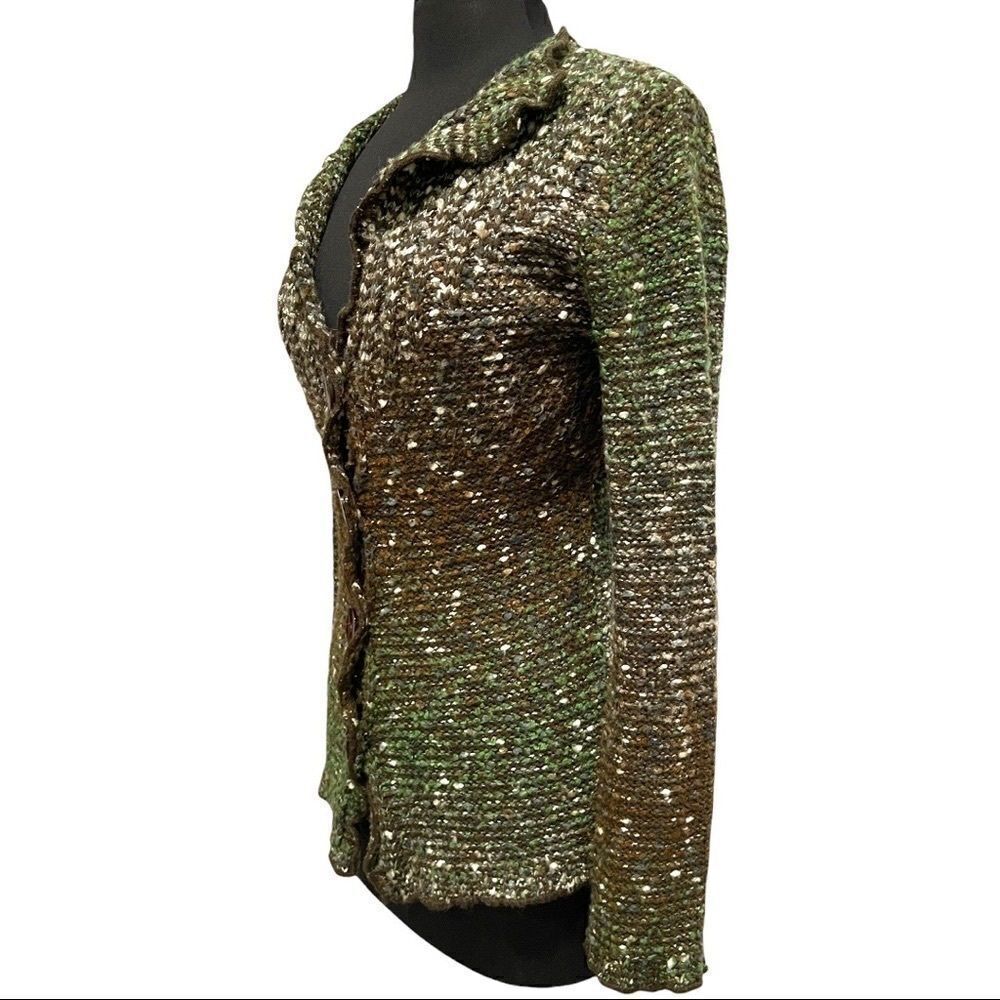 BCBGMaxAzria Ombre Knit Button Front Cardigan Sweater Brown Green Size M - Picture 4 of 13